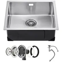 Vevor 50 cm kjøkkenvask arbeidsstasjon, 304 rustfritt stål undermontert vask, nedfellbar enkelt kum bondehusvask med tilbehør, husholdningsoppvaskkum for bobil, forberedelseskjøkken, vaskerom, bar