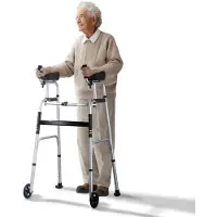 Vevor 2-i-1 sammenleggbar rullator og avtakbare armlener, høydejusterbar sammenleggbar rullator med 5" solide hjul, lett aluminium | Forhjulsdrevet mobilitetshjelpemiddel for eldre, funksjonshemmede,