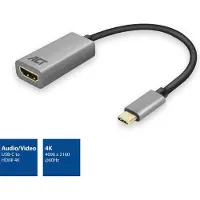 ACT USB-C til HDMI-adapter hunn 4K 60Hz kabel 0,15 m aluminium (AC7010)