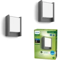 Philips utendørs LED-vegglampe Arbour UE, sett med 2, 2700 K