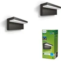 Philips utendørs LED-vegglampe Bustan UE, 2-pak, 2700 K