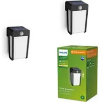 Philips LED-solcellelampe Shroud, svart/opal, 2-pakning