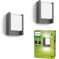 Philips utendørs LED-vegglampe Arbour 1 lyskilde, 2-pak, 2700 K