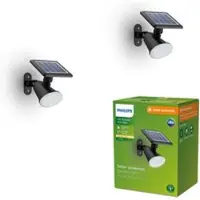 Philips LED-solcelledrevet vegglampe Jivix, 2-pakning