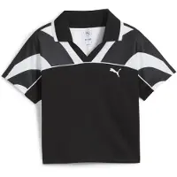 Puma FUTURE..ARCHIVE Football Jersey Baby Tee Women, Clothing, Black/White, L