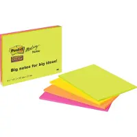 3M Post-it Super Sticky 6845-SS - Klistrelapper - large - 152 x 203 mm - 180 ark (4 x 45) - grønn, oransje, rosa, gul