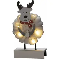 Konstsmide Elg Juledekorasjon i tre og bomull 6 LED 2xAA