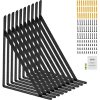 Vevor hylleknekte, 12 x 8 i 10 stk., kraftige flytende hylleknekter, hylleknekter, 3 mm tykk matt svart trekantet hylleknekte, stålhylleknekter med 160 lbs lastekapasitet