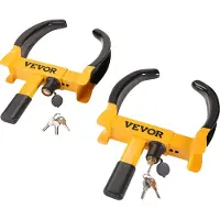 Vevor hjullås, 2-pakning universal hjulklemmelås, justerbar tyverisikring for tilhengerlås hjulklemme, kraftig ståldekklås for ATV, bobil, SUV, bil, golfvogn, båter, motorsykler, med 6 nøkler