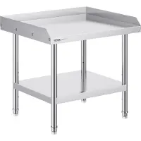 Vevor arbeidsbord i rustfritt stål, 24 x 28 x 26 tommer kommersielt arbeidsbord for matlaging, 3-sidig bakplate kraftig arbeidsbord for matlaging, arbeidsbord i metall med justerbar høyde for restaura