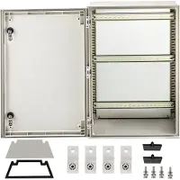 Vevor NEMA stålskap, 60x40x23 cm NEMA 4X glassfiber elektrisk boks, IP66 vanntett og støvtett, utendørs/innendørs elektrisk koblingsboks, med monteringsplate