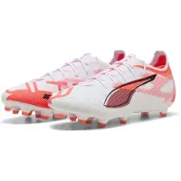 Puma ULTRA 5 PRO FG/AG Football Boots Unisex, Shoes, White/Black/Glowing Red, 40