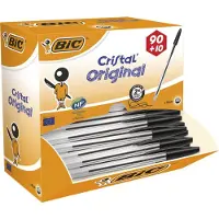 BIC Cristal Medium, Klips, Tynn spiss, Sort, 100 stykker, Medium