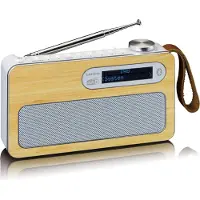 Lenco PDR-040EF - Portable DAB+ radio with Bluetooth - Bamboo - DAB+/FM - Stereo - Sølv