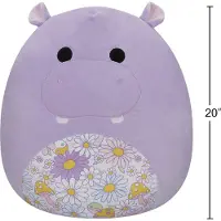 Squishmallows Plysj Lilla Flodhest Med Blomstermage Hanna Figur 50 Cm