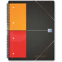 Oxford International Meetingbook A4+ - Møtebok - spiralbundet - 240 x 310 mm - 80 ark / 160 sider - hvitt papir - rutet - 4 hull - grått dekke - polypropylen (PP)