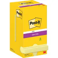 Post-It Superklebrig Flyttbar Notatblokk Med 12 Kanarigule Blokker 76x76 Mm
