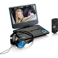 Lenco DVP-910BL - Portable 9" DVD player with USB headphones and mounting bracket - Blue/Black