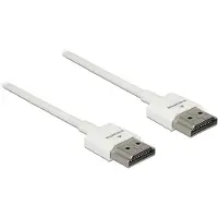 DeLOCK High Speed HDMI with Ethernet - HDMI-kabel med Ethernet - HDMI hann til HDMI hann - 50 cm - trippel beskyttelse - hvit - 4K-støtte
