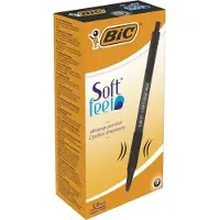 BIC Kuglepen Soft Feel sort - med klikmekanisme - (12 stk.)