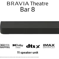 Sony BRAVIA Theater Bar 8 HT-A8000 - Lydplanke - for hjemmeteater - 7.0.2-kanal - trådløs - Wi-Fi, Bluetooth - Appstyrt - 585 watt - svart