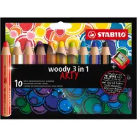Stabilo woody 3 in 1, Flerfarget, 10 stykker