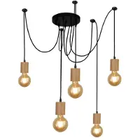 Searchlight Spinny hengelampe, edderkopp, Ø 28 cm, 5 lyskilder, gummitre, E27