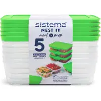 Sistema Oppbevaringsbokser - 5-pack - Nest It - 870 ml - Grønn - - OneSize - Matboks