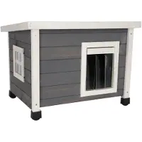 Kerbl Pet kattehus Rustica, hvit/grå - L 57 x B 45 x H 43 cm