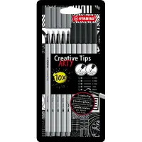 Stabilo Tusjer - Kreative tips Kunstnerisk - 10 stk. - Svart/Grå - - OneSize - Tusj