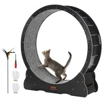 Vevor Trehjul for Katt, Stort Tredemøllehjul for Innekatter, Løpehjul for Katt med Avtakbart Teppe og Katteteaser for Løping/Gåing/Trening, Passer for De fleste Katter