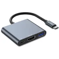 Tech-Protect V1 3in1 USB-C - USB-A 3.0 / USB-C PD 100W / HDMI 4K 30Hz - Grey USB-hub - USB 3.0 - 3 porter - Grå