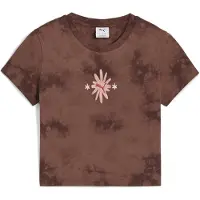 Puma WARDROBE ESS FLORAL PACK Washed Graphic Baby Tee Women, Clothing, Chocotart, L
