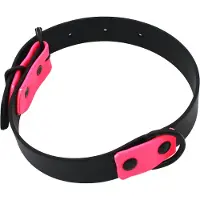Heim halsbånd tofarget naglet, svart/rosa - 40 cm lang, 25 mm bred