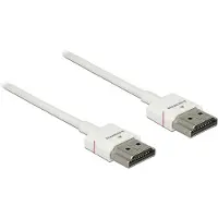DeLOCK High Speed HDMI with Ethernet - HDMI-kabel med Ethernet - HDMI hann til HDMI hann - 1 m - trippel beskyttelse - hvit - 4K-støtte