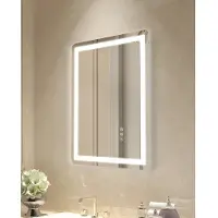 Vevor LED-baderomsspeil, 50 x 70 cm LED-sminkespeil med frontbelysning og bakgrunnsbelysning, antidugg-minnespeil med lys, trinnløs temperaturdimbar baderomsspeil i 3 farger, veggmontert