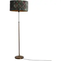 QAZQA Gulvlampe bronse med oval fløyels skjerm blad design 50cm - Parte