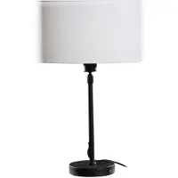 QAZQA Bordlampe sort med oval lin-skjerm hvit 35 cm - Parte