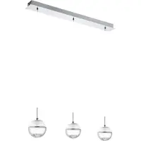 Eglo MENTEFIO 1 langbordhengelampe i krom med klare glasskjerm og krystaller inni, 3L