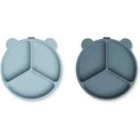 Liewood Partisjonert Skåler - 2-pack - Stacy - Sea Blue/Whale Bl - - OneSize - Skål