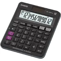 Casio MJ-120D Plus, Desktop, Grunnleggende, 12 sifre, Batteri/Solcelle, Sort