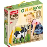 Quercetti Puslespill - Playbio Wood - Husdyr - 4x6 Brikker - - OneSize - Puslespill