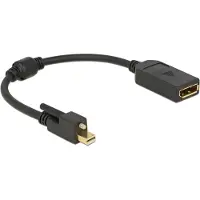 DeLOCK Adapter mini Displayport 1.2 hann med skrue > Displayport hunn 4K svart (62638)