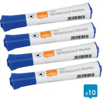 Nobo Glide Whiteboard Penna Kulspets 10/Fp, 10 styck, Blå, Rundad spets, Blå, Orange, Vit, 2 mm, Tonåringar