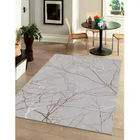 Nordstrand Gulvteppe - 160x230 cm - Vevd - Grått - gull/sølv detaljer - Creation -