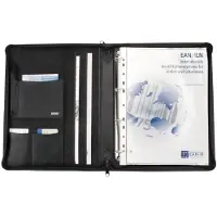 Alassio ringperm MONZA, A4, nappaskinn, svart avtagbar ringmekanisme, 2 DIN A4-lommer (30010)