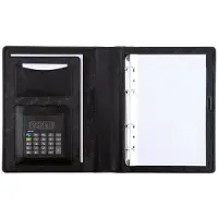 Juscha 30007, Lær, Sort, A5, Visittkort, Papir, Spenne-åpningsmekanisme på midten, 230 mm