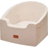 Vevor hundesete, vanntett hundesete for bil med oppbevaringslomme, sikkerhetsbånd med klips og svampfyll, bilseng for små og mellomstore hunder opptil 23 kg, brun