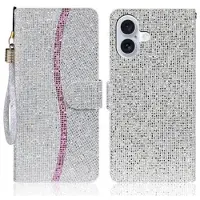 Mtp Products iPhone 16 Stilig glitter lommebokveske - Sølv
