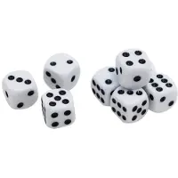 24hShop 100-pakning med hvite terninger 16 mm / spillterninger til terningspill